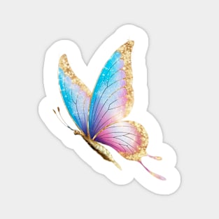 Butterfly with Wings that Have a Gradient of Colors Ranging from Blue at the Top to Pink Towards the Bottom Magnet