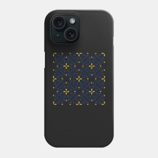 Blue Portuguese tile pattern on black Phone Case