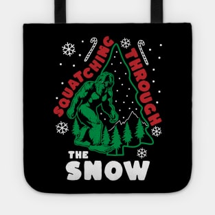 Bigfoot Squatching Through The Snow Christmas Tree Sasquatch Tote