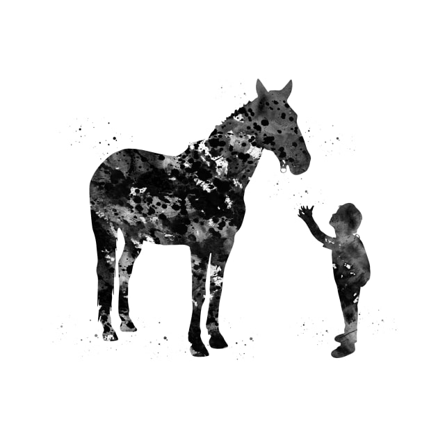 Little boy with horse by erzebeth