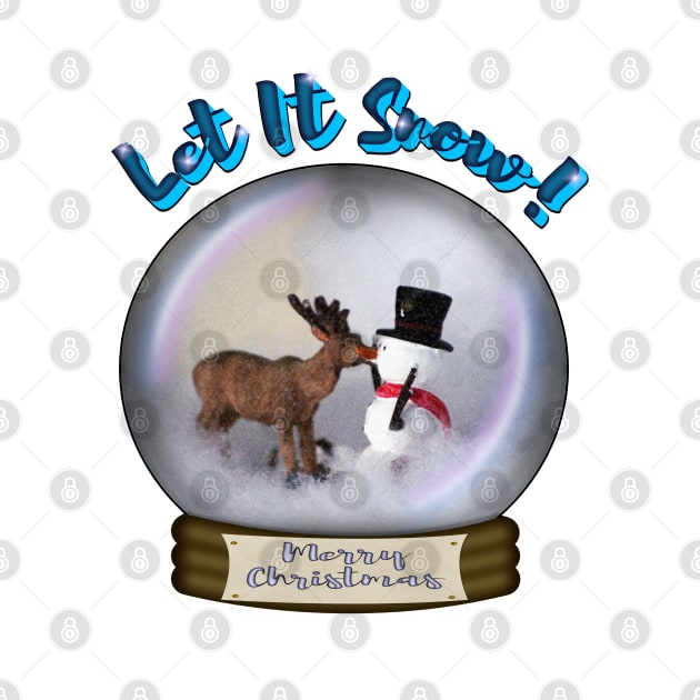 Deer and Snowman Snow Globe Merry Christmas by ButterflyInTheAttic