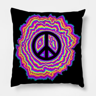 psychedelic transparent pink peace sign Pillow