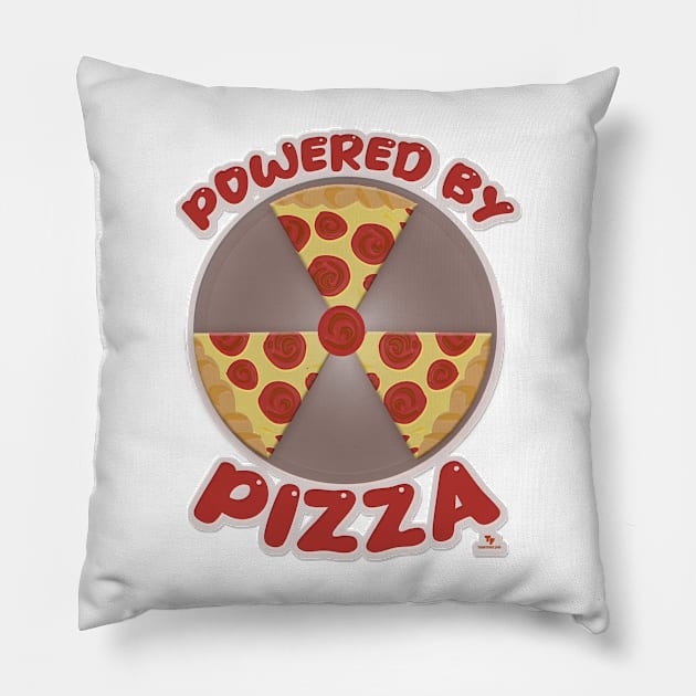 Powered By Pizza Funny Food Slogan Pillow by Tshirtfort