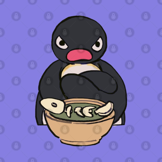 angery sulking pingu sitting with food bowl meme by mudwizard