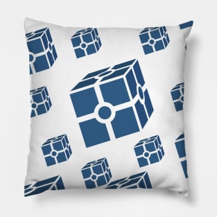 Blue metallic cubes Pillow