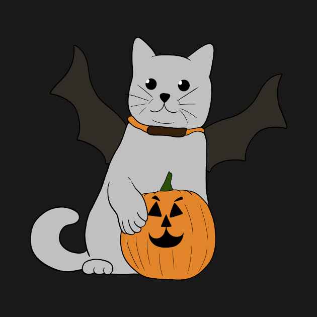 Pumpkin Ghost Cat by Rishirt