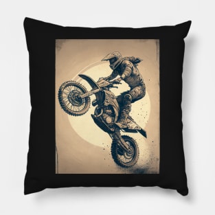 Dirt bike stunt tan background Pillow
