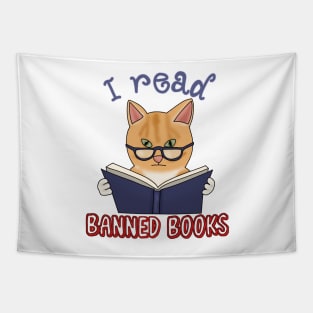 I read banned books (fluffy orange cat) Tapestry