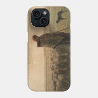 Shepherdess and Her Flock by Jean-Francois Millet Phone Case