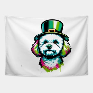 Bichon Frise Delights in Saint Patrick's Day Festivities Tapestry