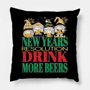 Funny New Years Resolution Drink More Beers Alcohol Gnome Pillow