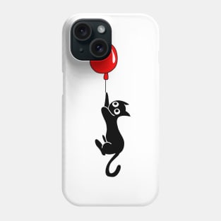 Black Cat Hanging on Red Balloon Phone Case