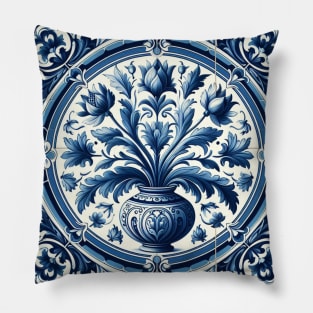 Delft Tile With Plant Pot No.4 Pillow
