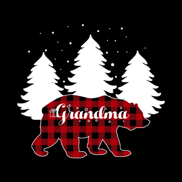 Buffalo Red Plaid Grandma Bear Matching Family Christmas by Kagina