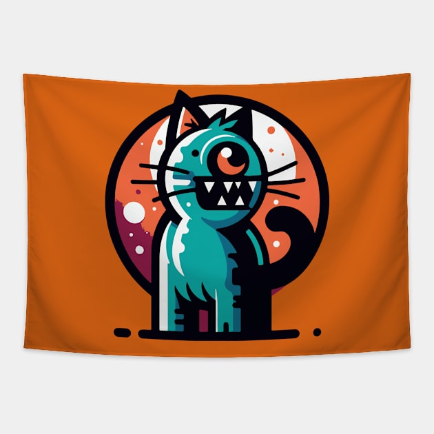 monster cat Tapestry by Pigxel 