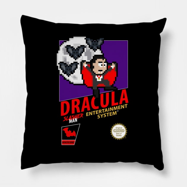 Dracula Retro 8-Bit Pillow by WithoutYourHead