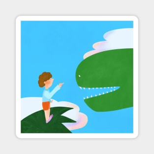 A Boy And a Dinosaur Magnet