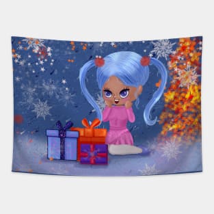 Christmas girl happyness Tapestry