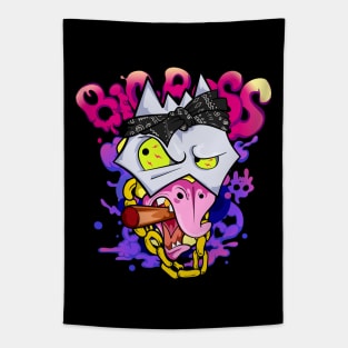 Dope Slluks chicken character is smoking a cigar illustration Tapestry