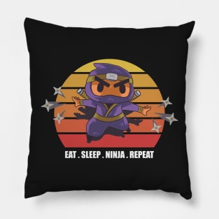 Retro Eat Sleep Ninja Repeat Pillow