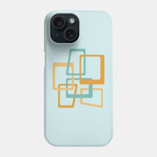 Mid Century Atomic Age Rectangles in Aqua, Orange Phone Case