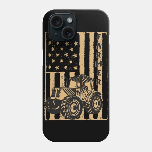 Vintage American flag tractor gift for farmer Phone Case by JustBeSatisfied