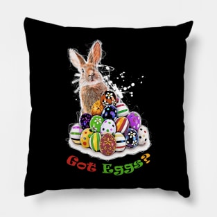 Got Eggs? Funny Easter Bunny and Easter Eggs with pun phrase Pillow