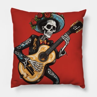 skeleton playing guitar Pillow