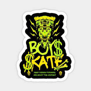 Ghoulish Grinds: Boys Skate Halloween Skateboarding Magnet