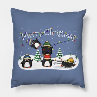 Christmas Penguins Pillow