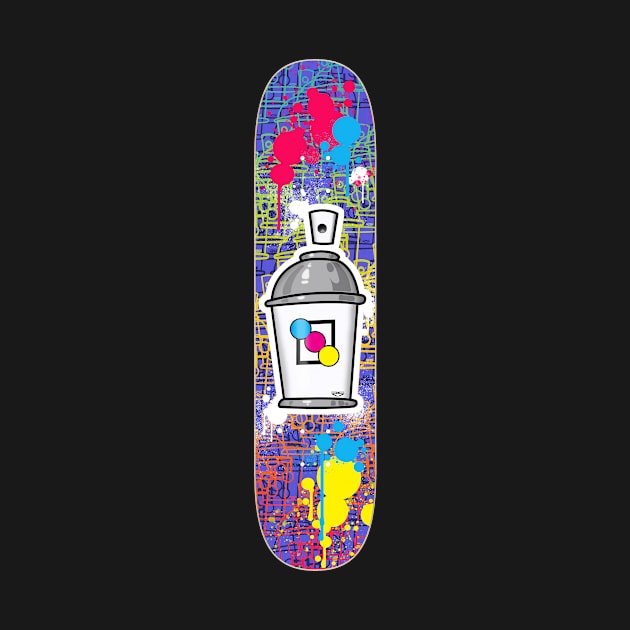 Graffiti Spray Can Skate Deck by Rob Smid Designs