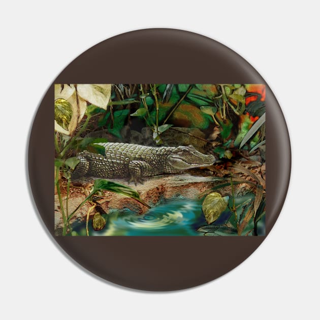 Alligator art. Birthday gift Pin by BarbaraGlebska