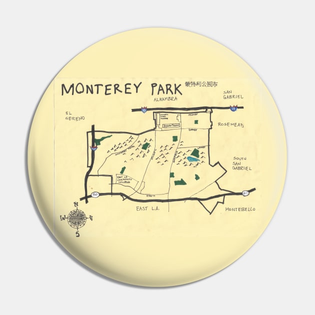 Monterey Park Pin by PendersleighAndSonsCartography