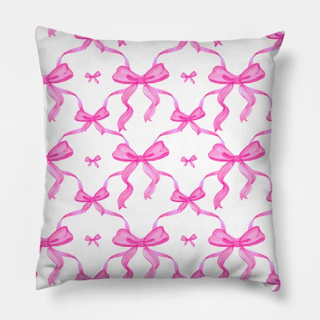 Hot Pink Ribbons and bows in watercolor. Pillow by YourGoods