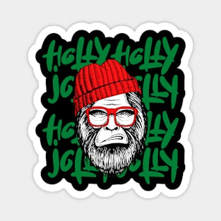 Christmas Holly Jolly BigFoot Magnet