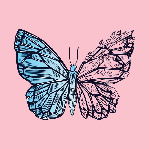 Blue crystal style Monach butterfly illustration design by Anonic