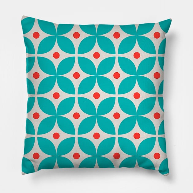 Geometric Pattern: Stylised Flower: Blue Pillow by Red Wolf