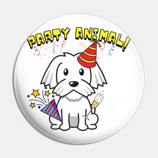 Party Animal - white dog Pin