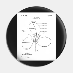 Boat Propeller Patent - Sailor Lake House Decor Art - White Pin