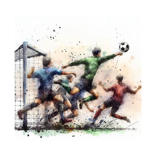 Artistic illustration of men playing soccer by WelshDesigns