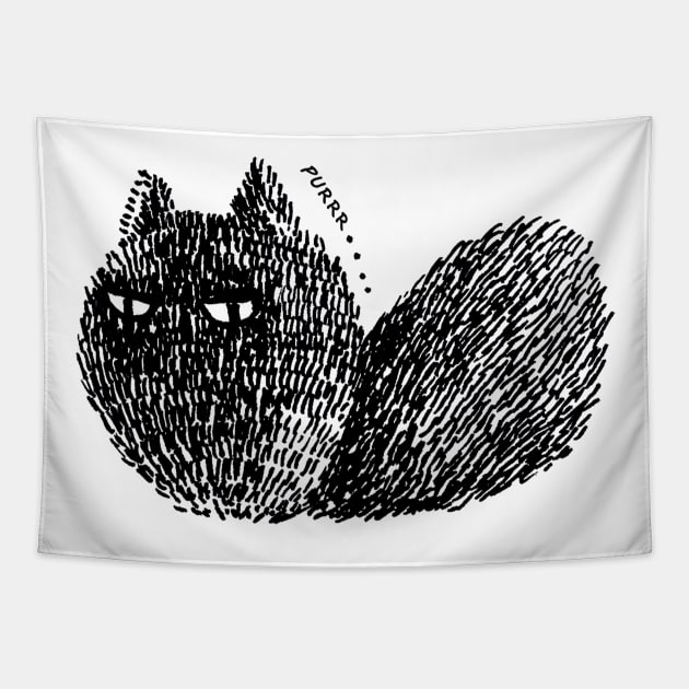 cute black sad cat Tapestry by asiancoffeegirl