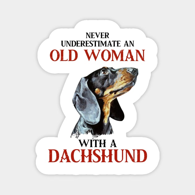 Never underestimate old woman with a pitbull tshirt woman funny gift Magnet by American Woman