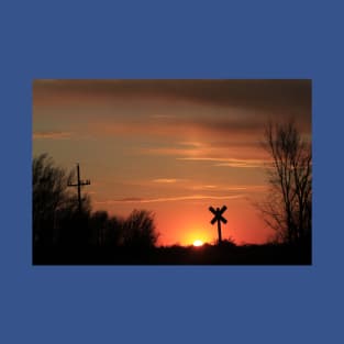 Railroad Crossing at Sunset T-Shirt