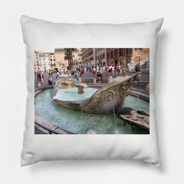 Barcaccia Fountain, Rome Pillow by tomg