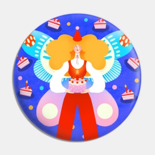 Butterfly birthday girl with birthday cake Pin