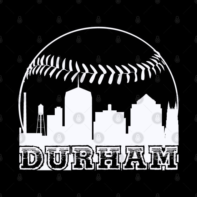 Durham, NC Vintage Baseball City Skyline by Contentarama