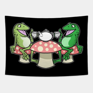 Cottagecore Aesthetic Frog Tea Time Fairycore Tapestry