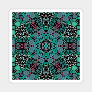 Dot Mandala Flower Blue Green and Red Magnet