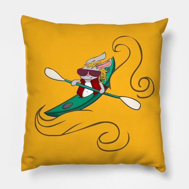 Bunny kayaking Pillow by Namarqueza