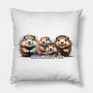 Happy Groundhog Day Pillow